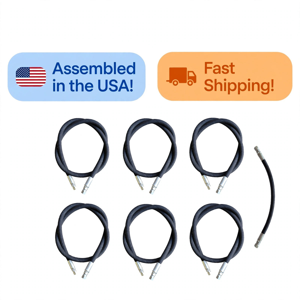 7x Hydraulic Hose Kit for Fisher XLS Winged Blade Snow Plow - USA Assembled